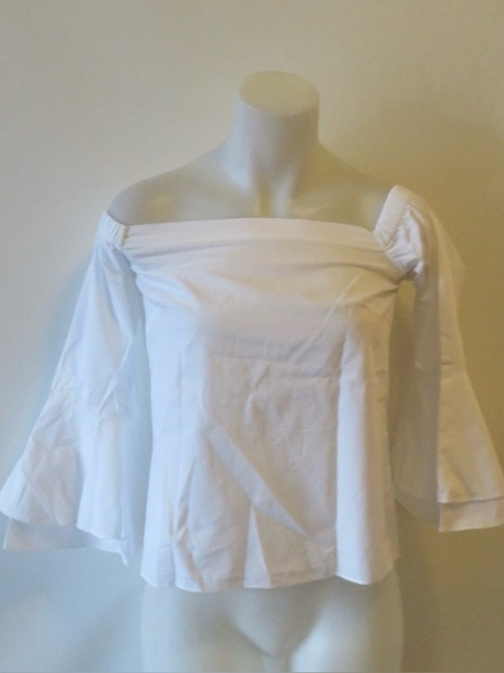 Amanda Uprichard White Off-the-Shoulder Bell Sleeve Blouse